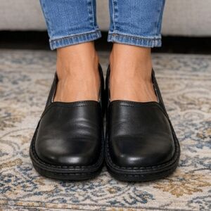 Alegria Black Slip-On Leather Mules